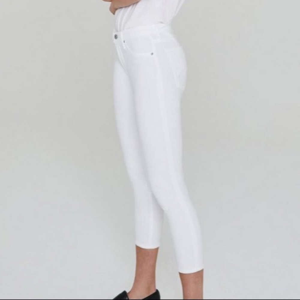 AG Prima Crop White Jean Mid-Rise Cigarette Pants